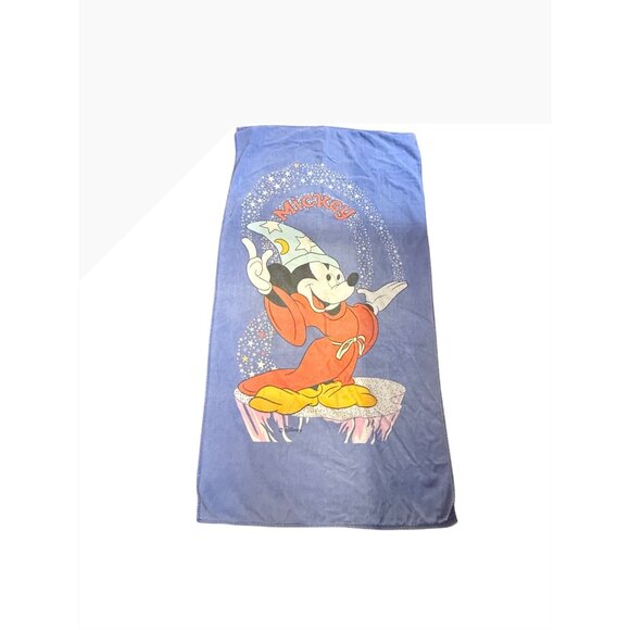 VTG 80s  Disney Mickey Mouse Sorcerers Apprentice Beach Towel 100% Cotton Resort - Picture 1 of 11